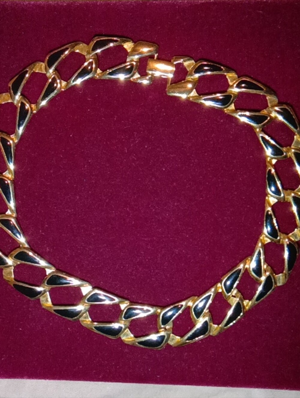 Napier Gold-Tone Necklace with Black Enamel Links